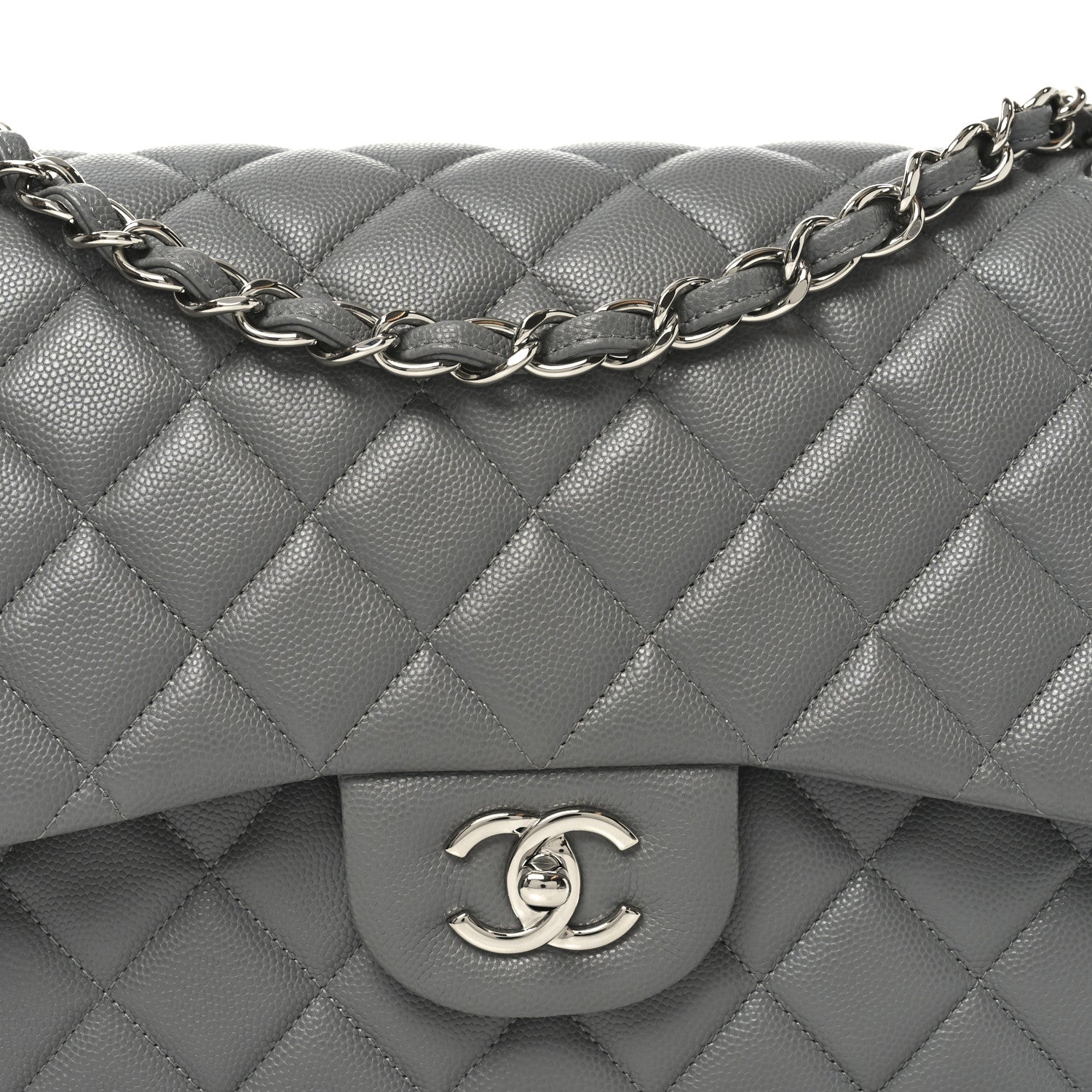 Chanel Caviar Quilted Jumbo Double Flap Dark Grey 8 of 11