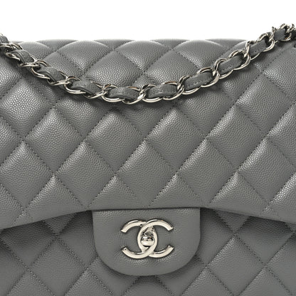 Chanel Caviar Quilted Jumbo Double Flap Dark Grey 8 of 11
