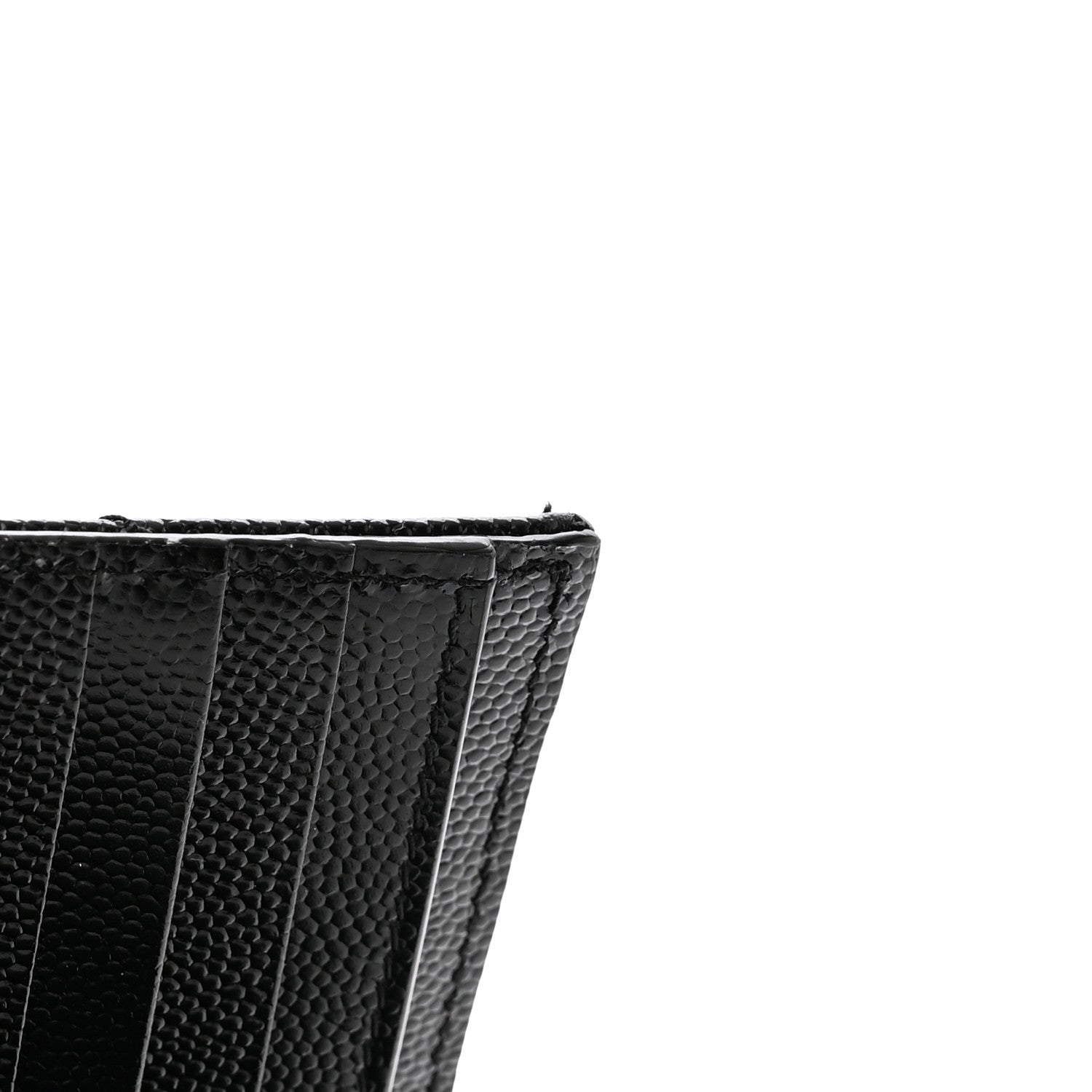 Saint Laurent Grain De Poudre Matelasse Chevron Monogram Zipped Card Case Black 9 of 10