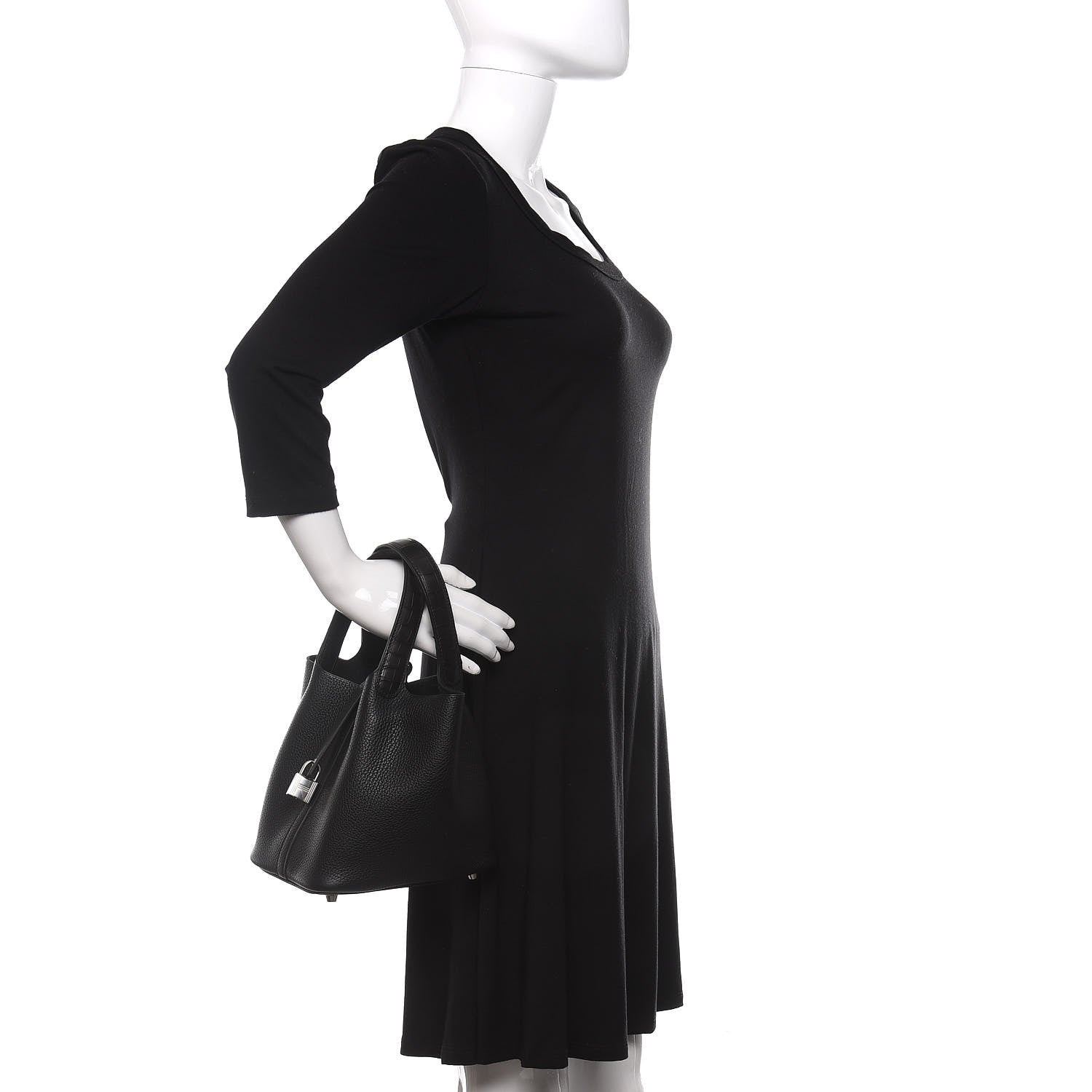Hermes Taurillon Clemence Matte Alligator Picotin Lock Touch 18 PM Black 2 of 11