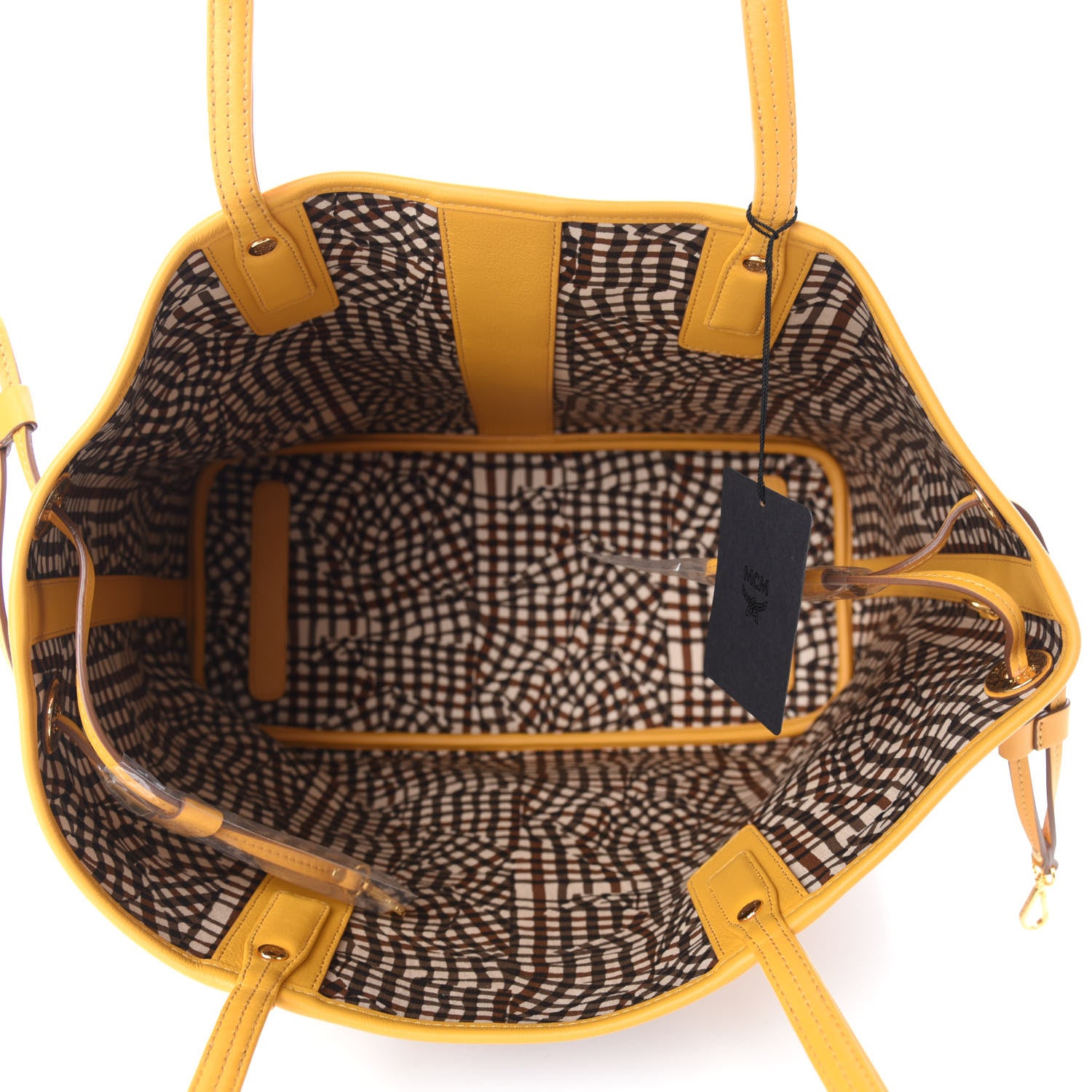 MCM Visetos Medium Liz Reversible Shopper Tote Cognac Yellow 5 of 15