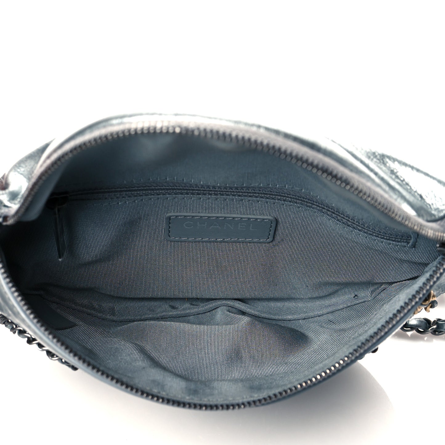Metallic Crumpled Calfskin Chain 20s Signe Waist Bag Silver