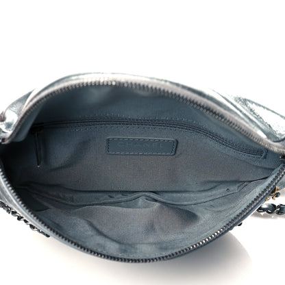 Chanel Metallic Crumpled Calfskin Chain 20s Signe Waist Bag Silver 5 of 10