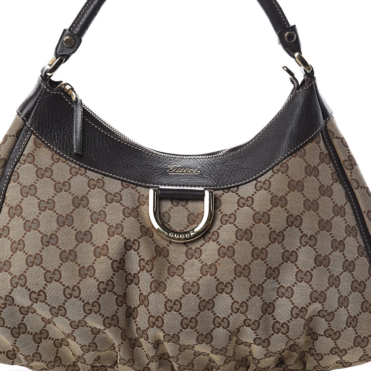 Gucci Monogram Large D Gold Hobo Dark Brown 6 of 8
