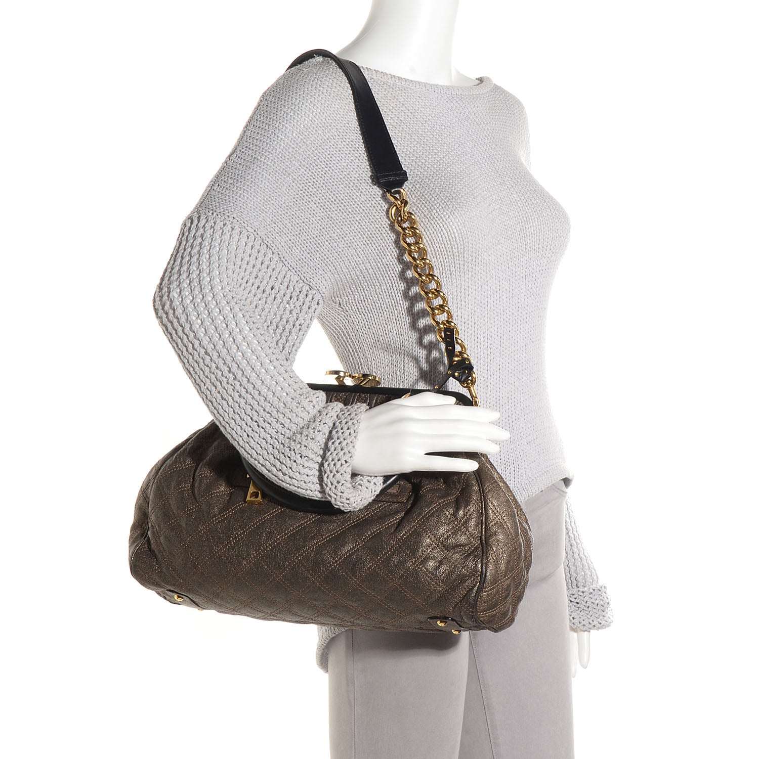 Marc Jacobs Quilted Coated Canvas Stam Grey 2 of 8