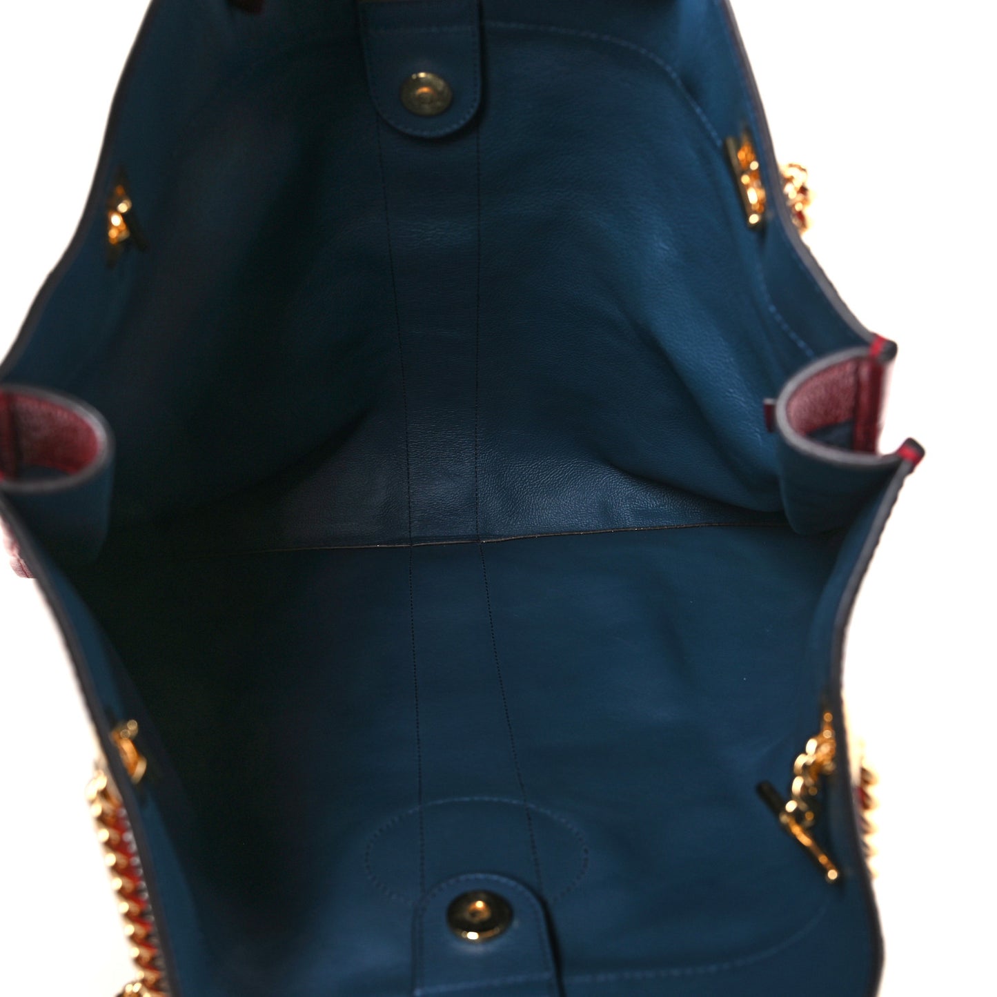 Suede Calfskin Large Rajah Chain Tote New Blue Romantic Cherry