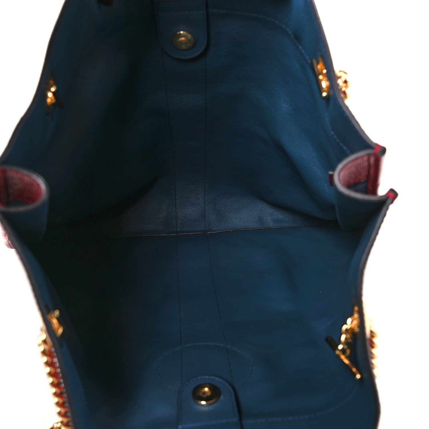 Gucci Suede Calfskin Large Rajah Chain Tote New Blue Romantic Cherry 6 of 10