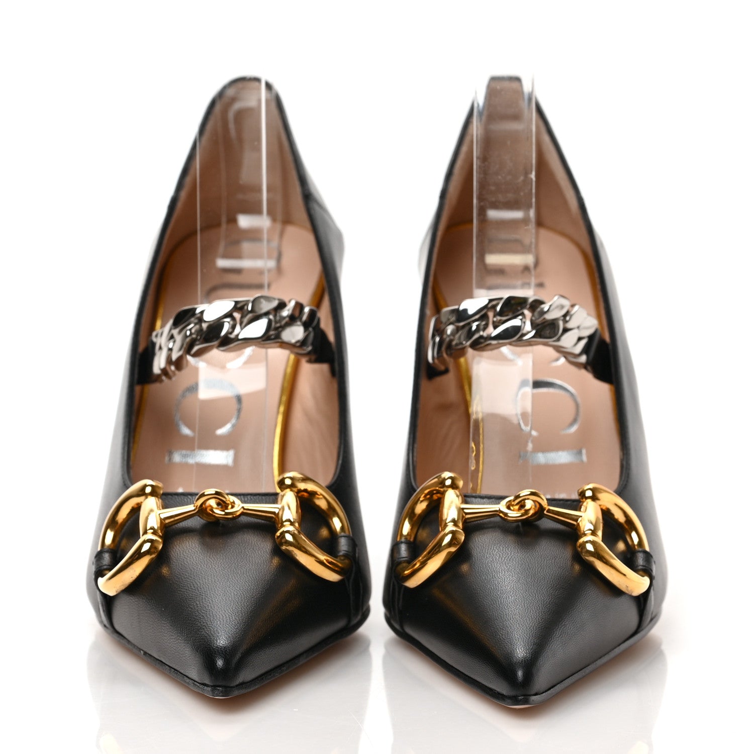 Gucci Malaga Kid Deva Horsebit Chain Embellished Pumps 36 Black 2 of 8