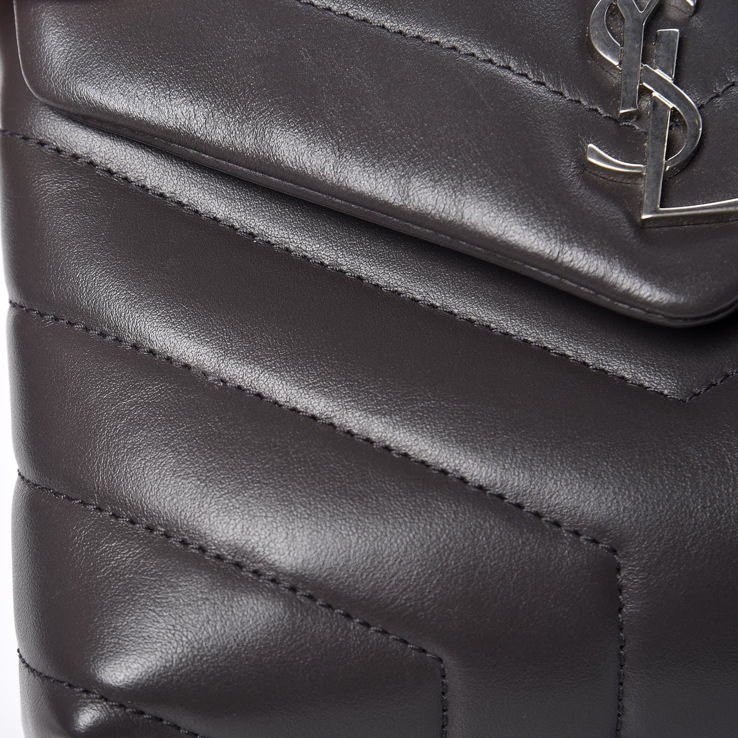 Saint Laurent Calfskin Y Quilted Monogram Toy Loulou Crossbody Bag Asphalt 9 of 12