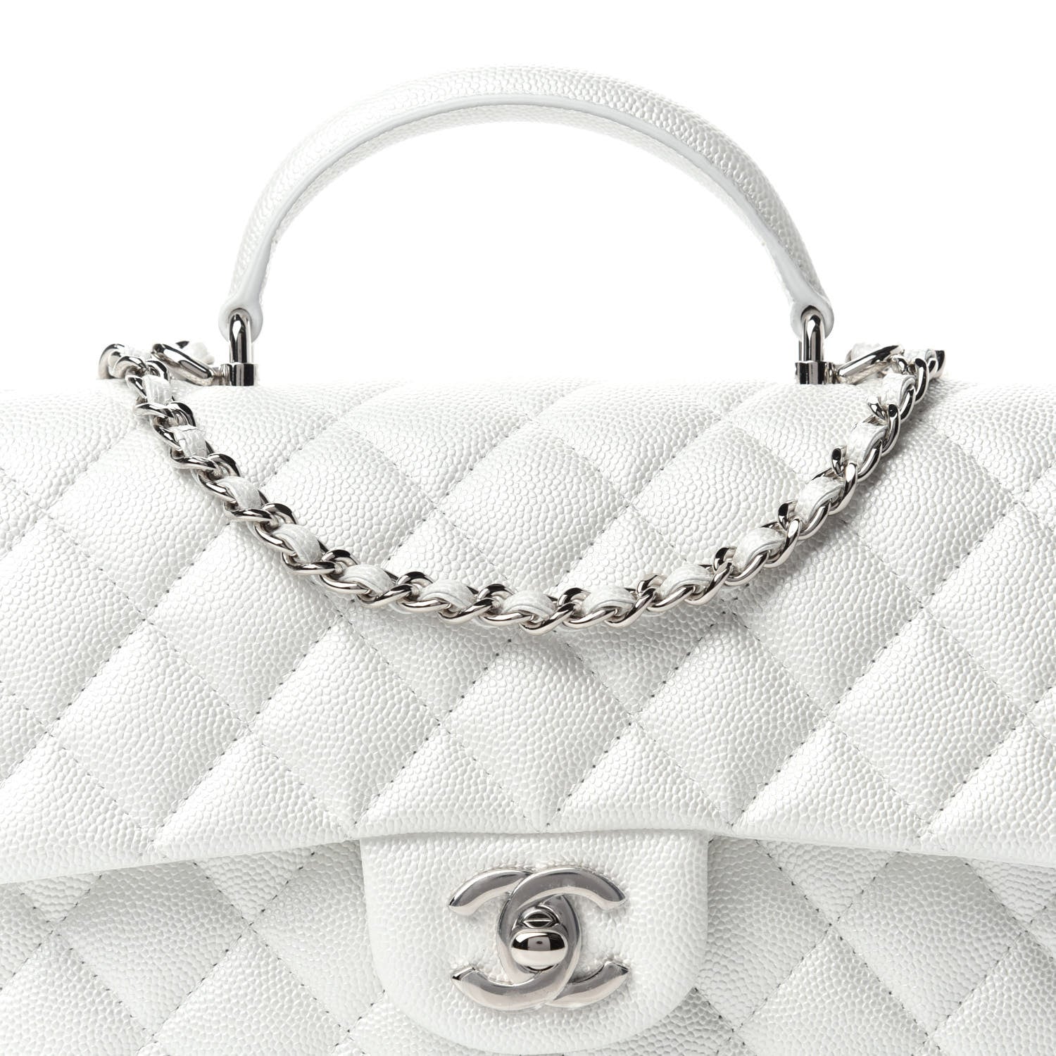 Chanel Iridescent Caviar Quilted Mini Top Handle Rectangular Flap White 10 of 10