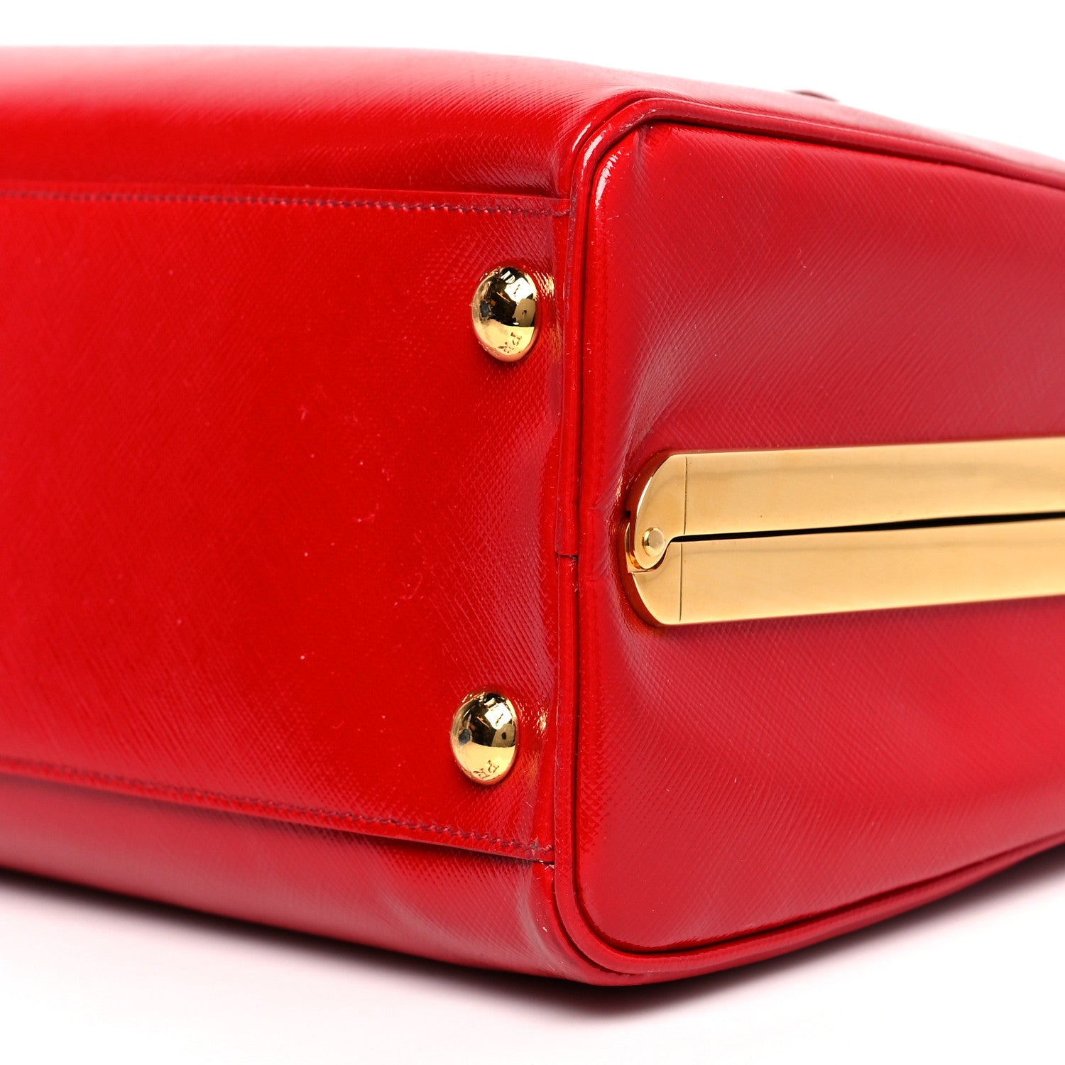 Prada Saffiano Vernice Pyramid Bag Rosso 8 of 9