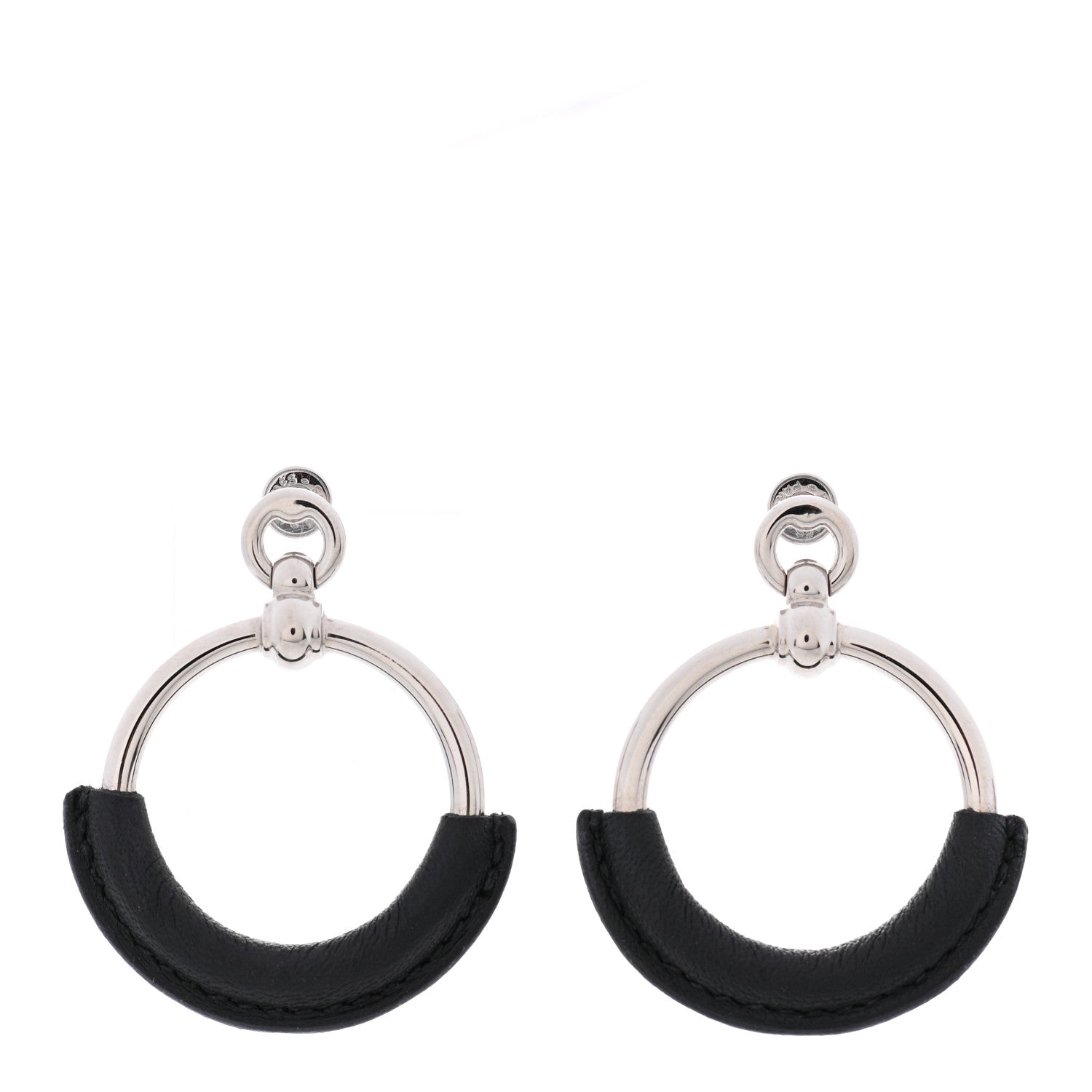 Hermes Swift Palladium Loop Earrings Black 2 of 8