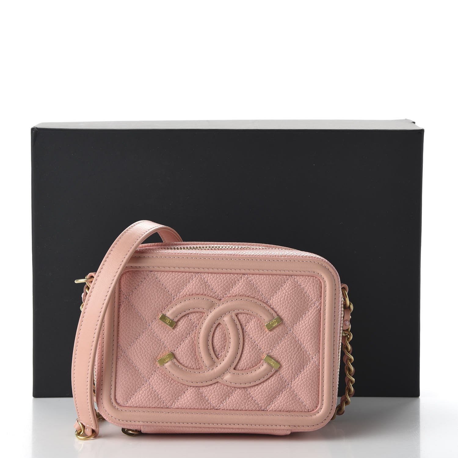 Chanel Caviar Quilted Filigree Vanity Clutch With Chain Pink 11 of 11