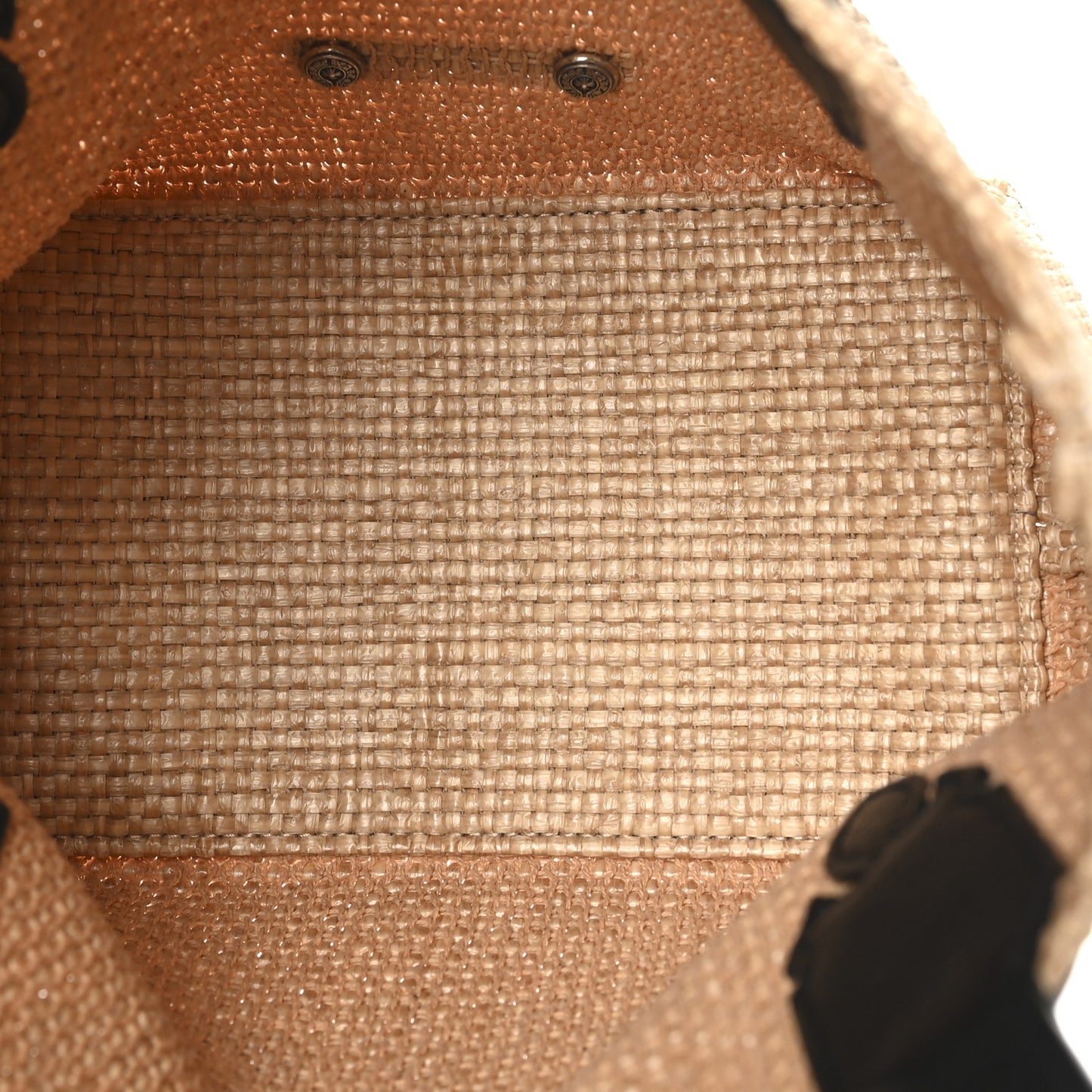 Grained Calfskin Raffia Small Cross Tote Natural Black