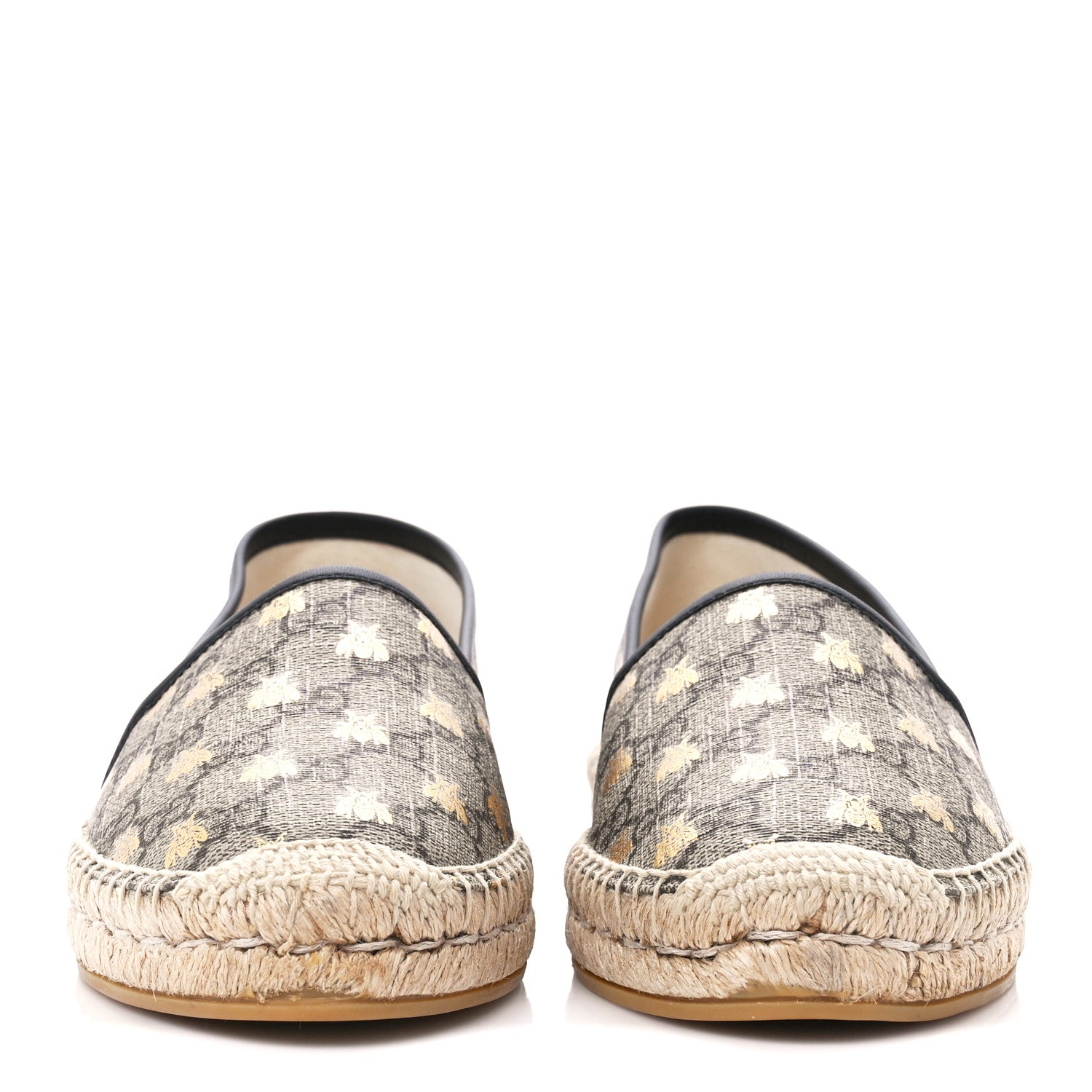 Gucci GG Supreme Monogram Bees Espadrille Flats 40.5 Beige Ebony Oro Black 2 of 12