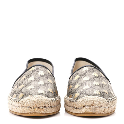 Gucci GG Supreme Monogram Bees Espadrille Flats 40.5 Beige Ebony Oro Black 2 of 12