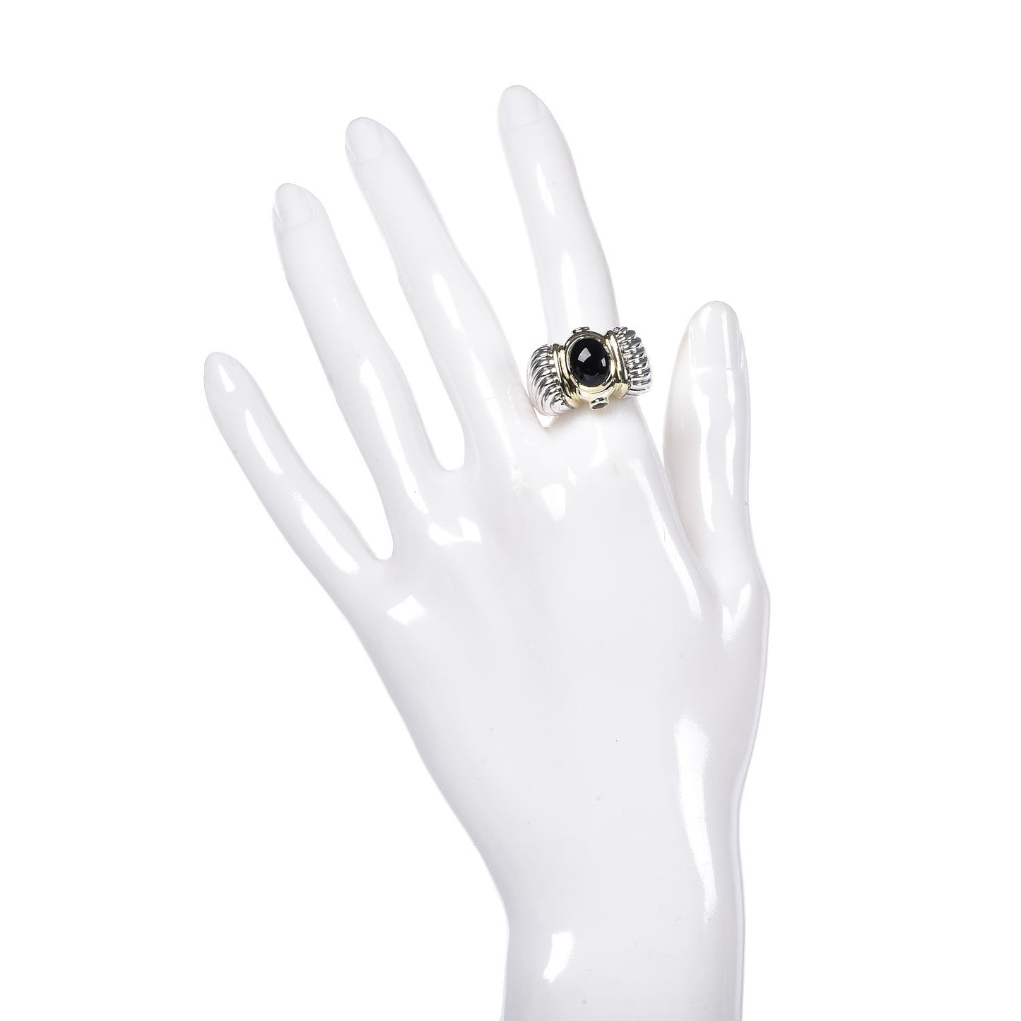 Sterling Silver 14K Yellow Gold Black Onyx Pink Sapphire Renaissance Ring 53 6.5
