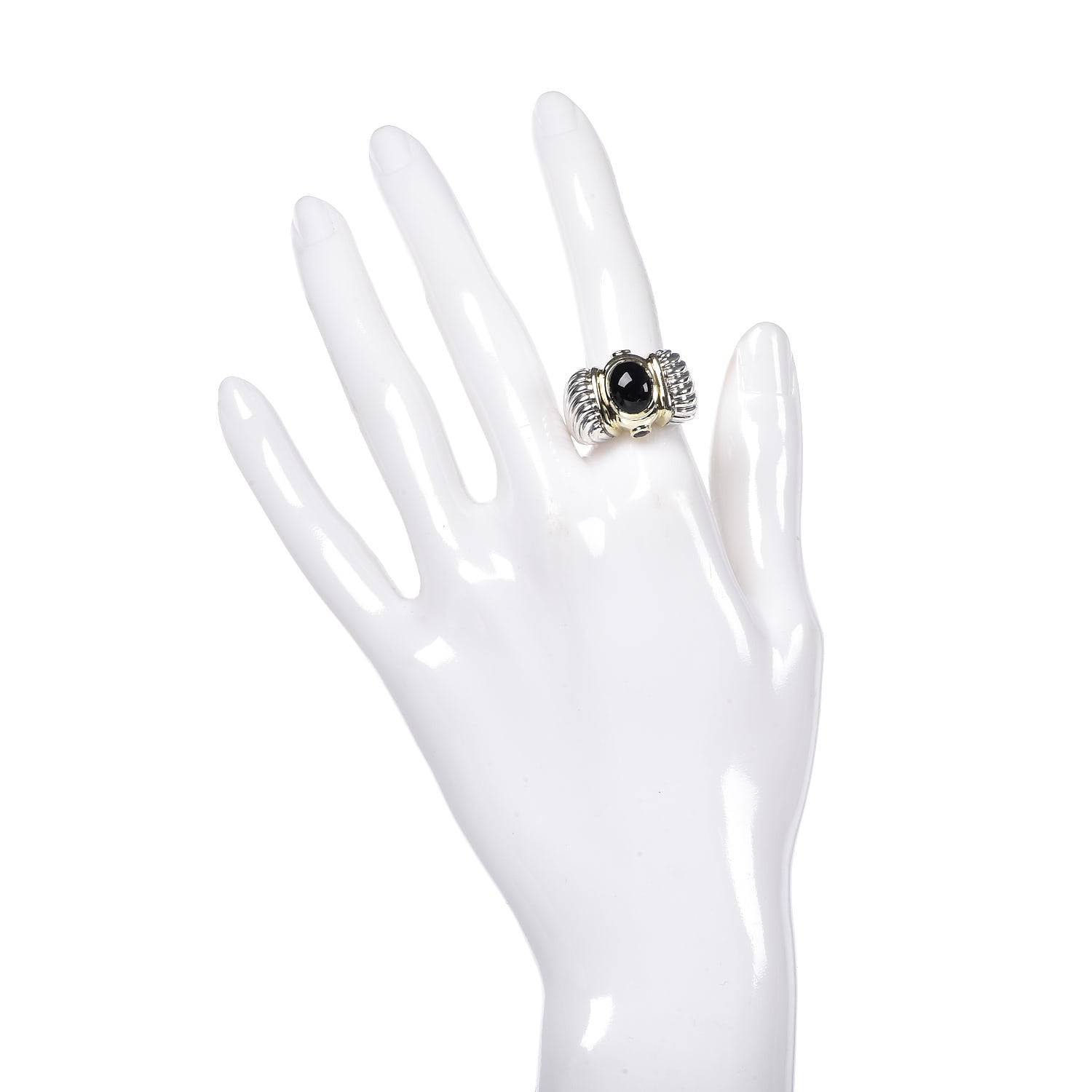 David Yurman Sterling Silver 14K Yellow Gold Black Onyx Pink Sapphire Renaissance Ring 53 6.5 2 of 9