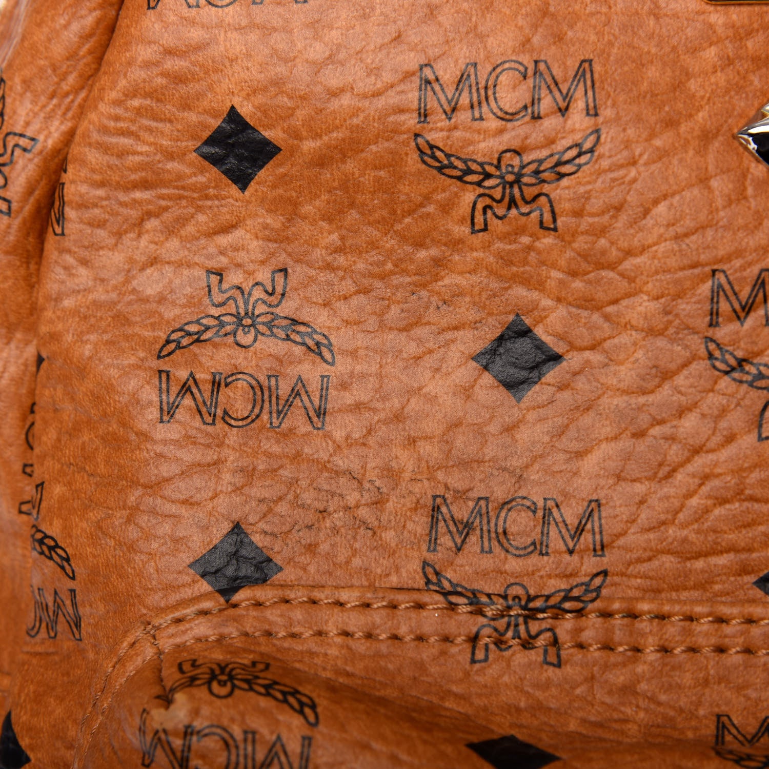 MCM Visetos Small Sprinkle Stud Stark Backpack Cognac 9 of 10