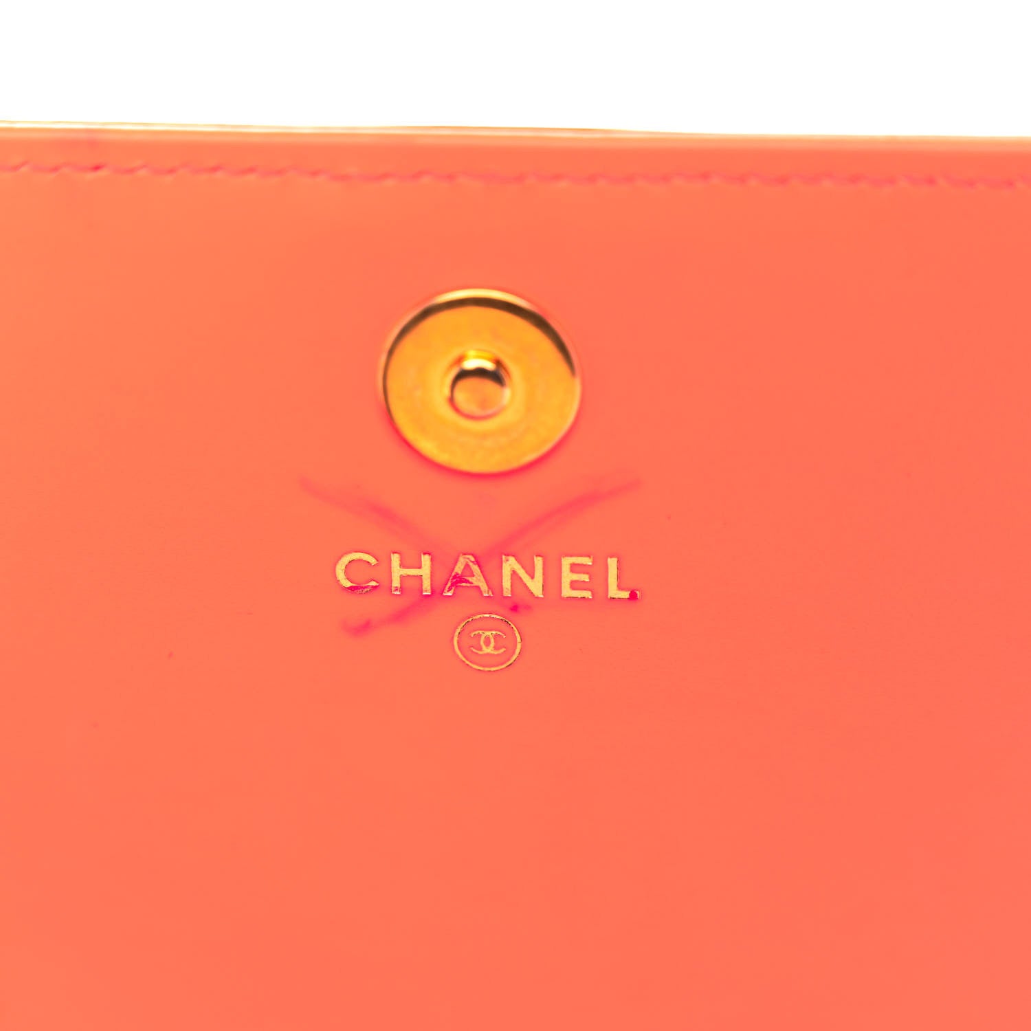 Chanel Patent Calfskin Quilted Boy Wallet on Removable Chain Orange 6 of 12
