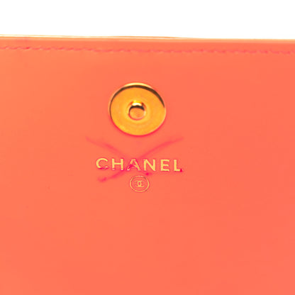Chanel Patent Calfskin Quilted Boy Wallet on Removable Chain Orange 6 of 12