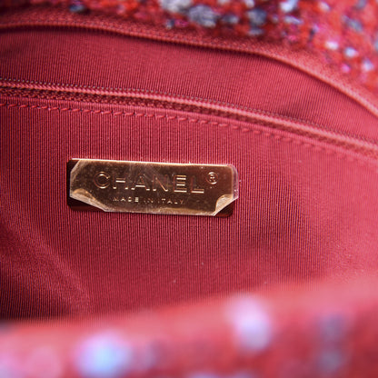 Chanel Tweed Quilted Large 19 Flap Red Blue Grey 8 of 11