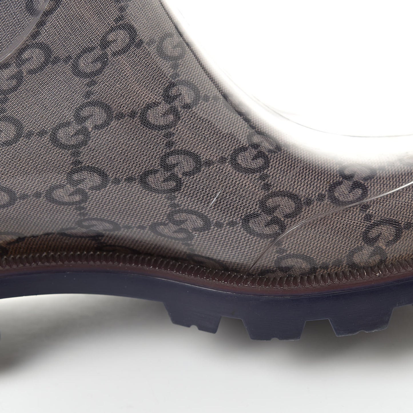Rubber Monogram Rain Boots 37 Transparent Blue