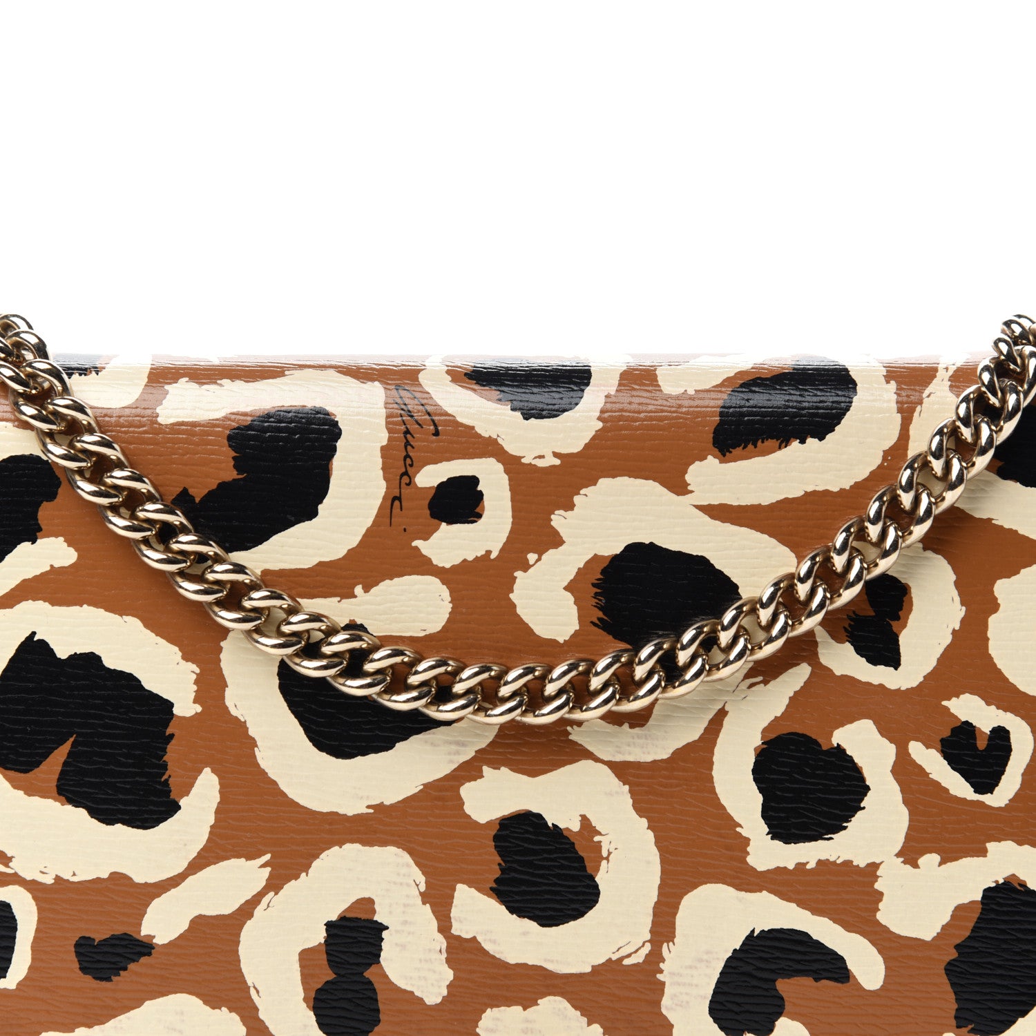 Gucci Patent Leopard Print Betty Chain Wallet Tobacco Black 11 of 11