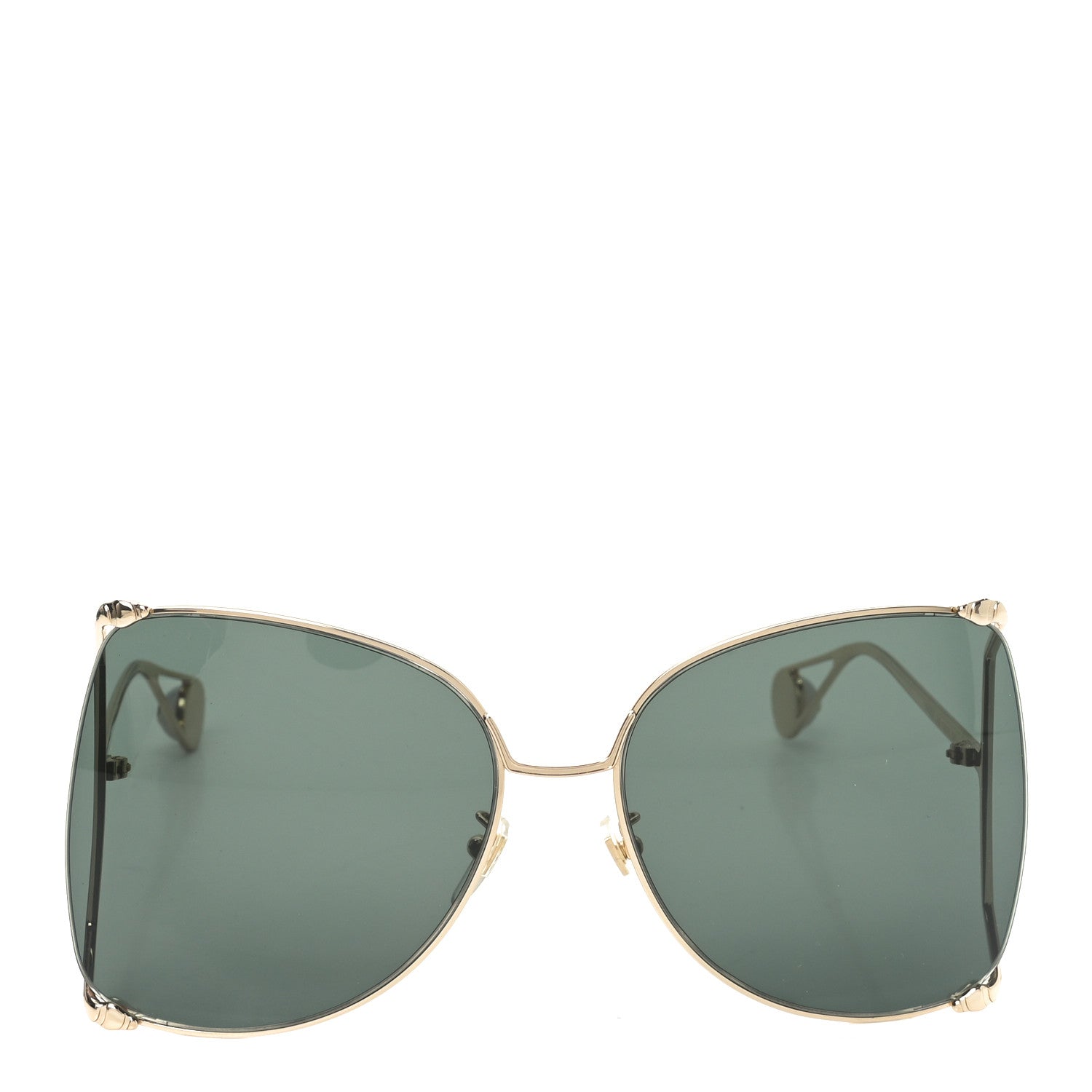Gucci Oversized Round Sunglasses GG0252S Gold Green 2 of 7