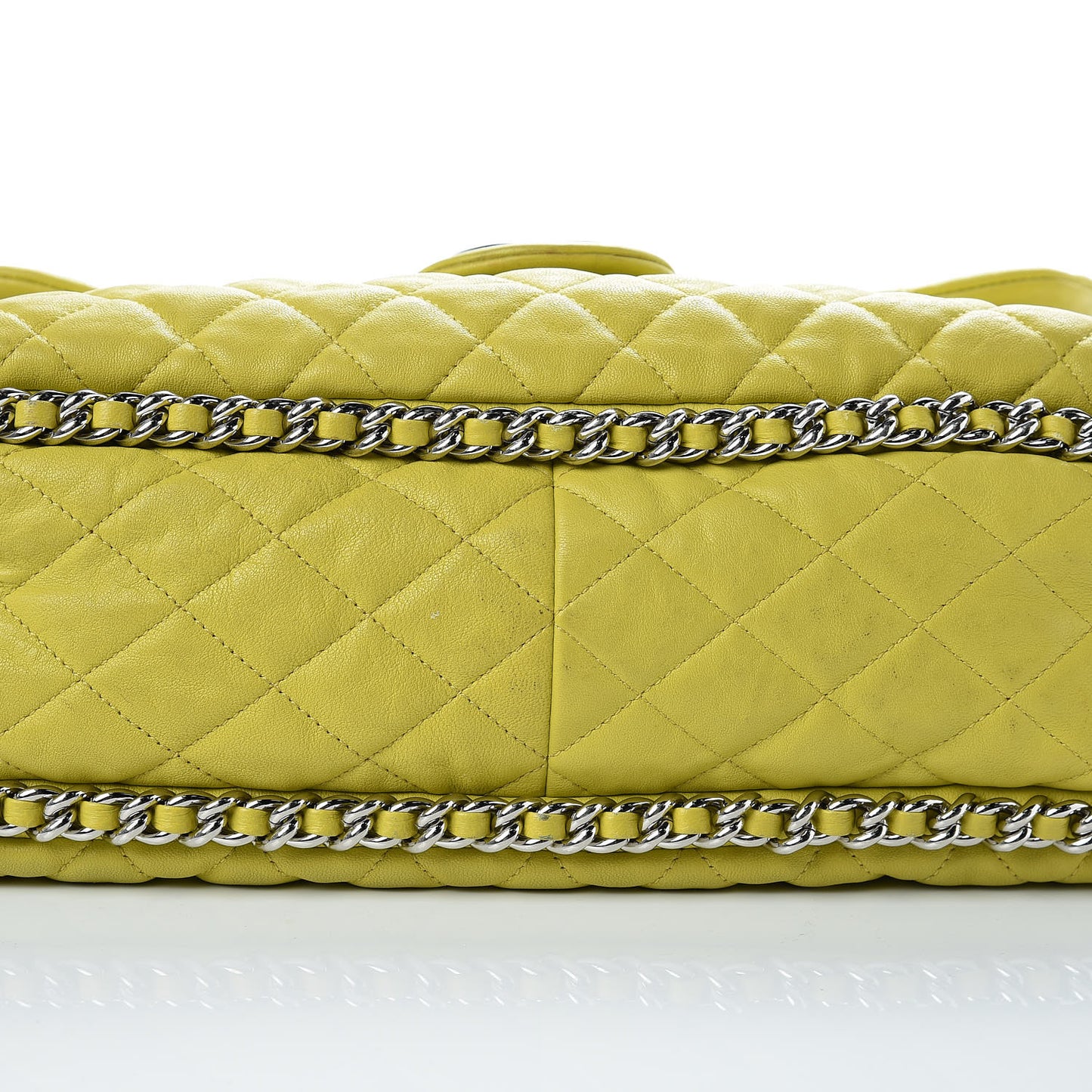 Washed Lambskin Quilted Maxi Chain Around Flap Yellow