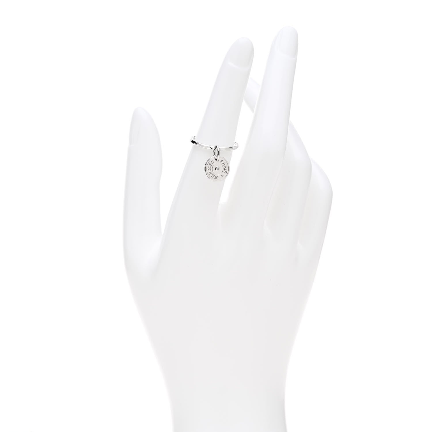 Hermes 18K White Gold Diamond Gambade Ring 50 5.25 2 of 6