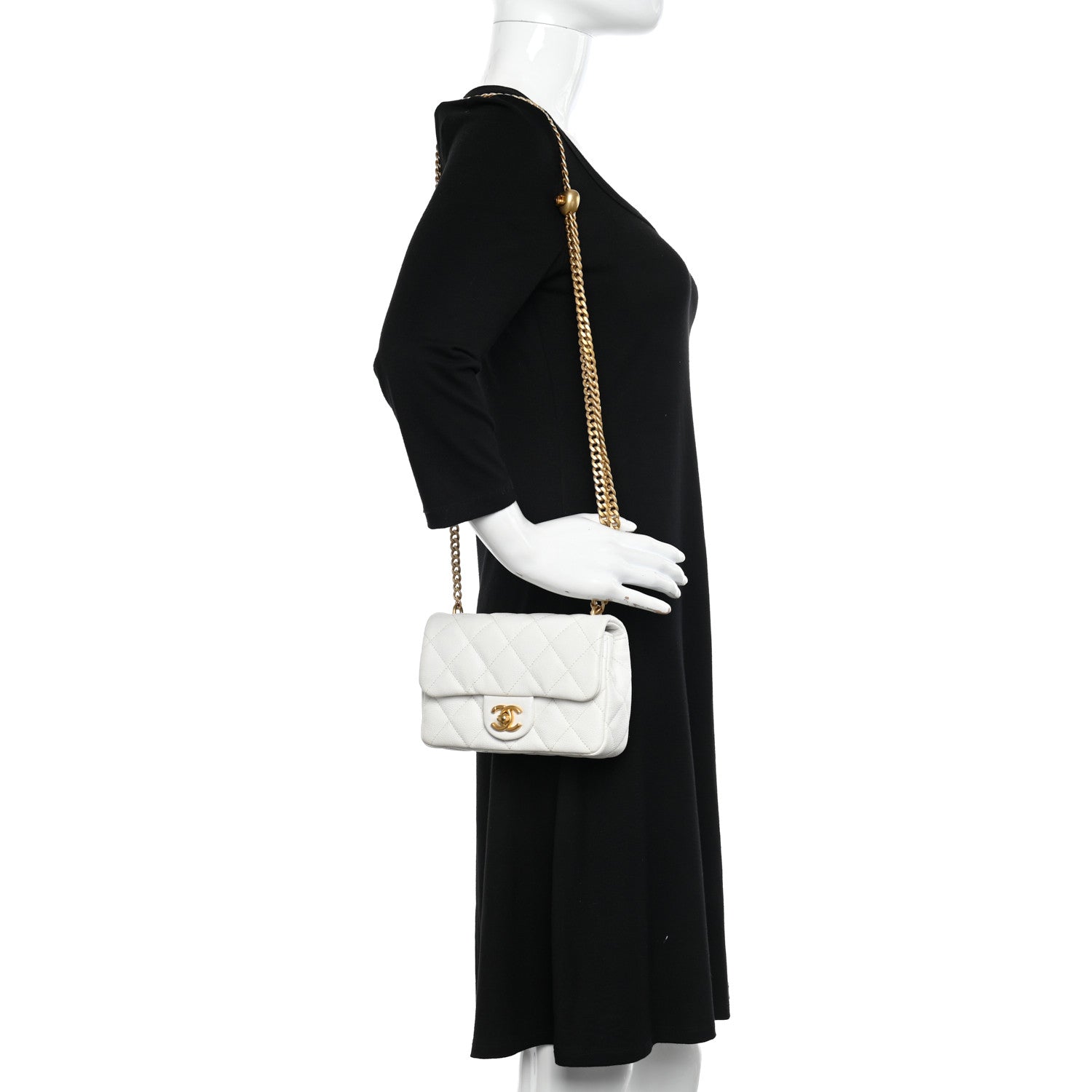Chanel Caviar Quilted Mini Sweetheart Rectangular Flap White 2 of 10