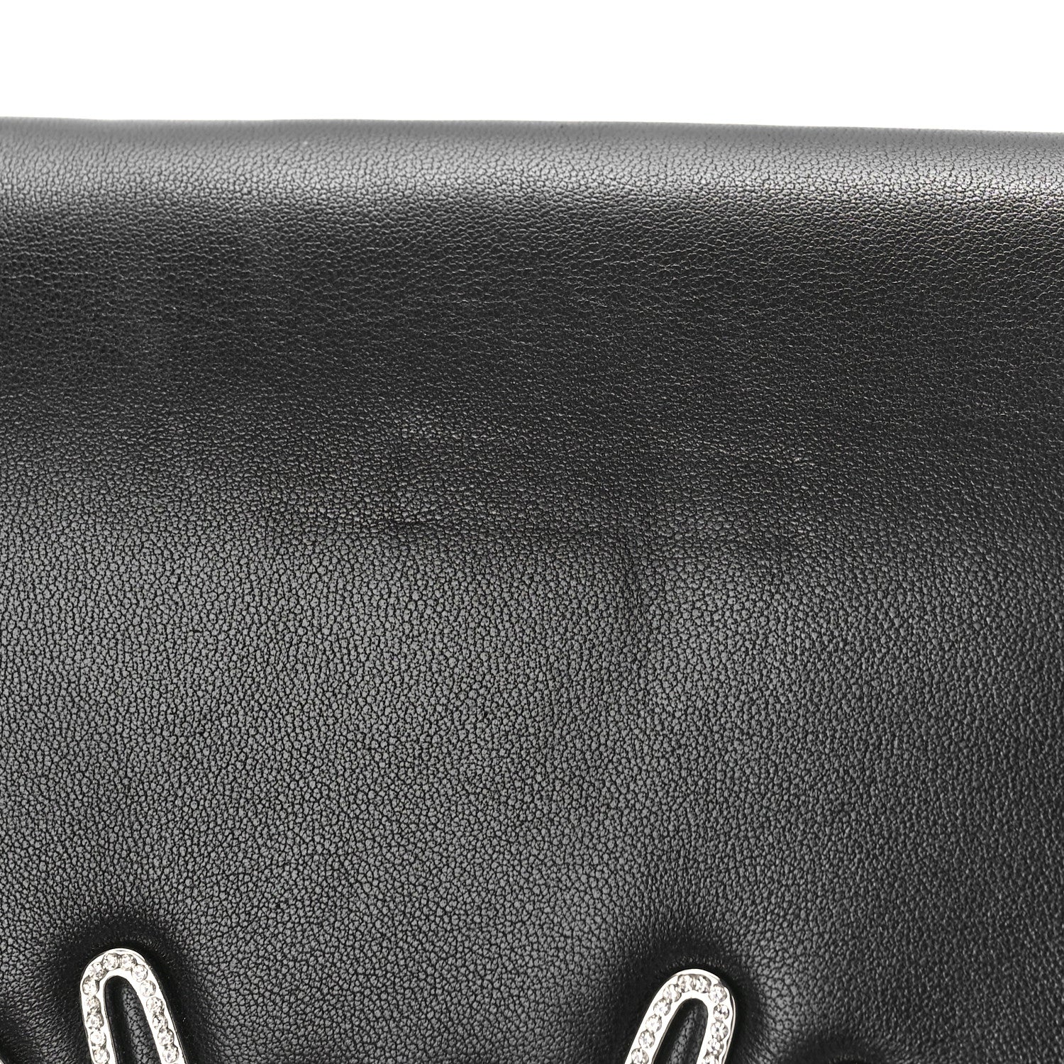 Chanel Lambskin Strass Crystal Peace Sign Emoji Fold Over Clutch Black 9 of 10