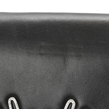 Chanel Lambskin Strass Crystal Peace Sign Emoji Fold Over Clutch Black 9 of 10