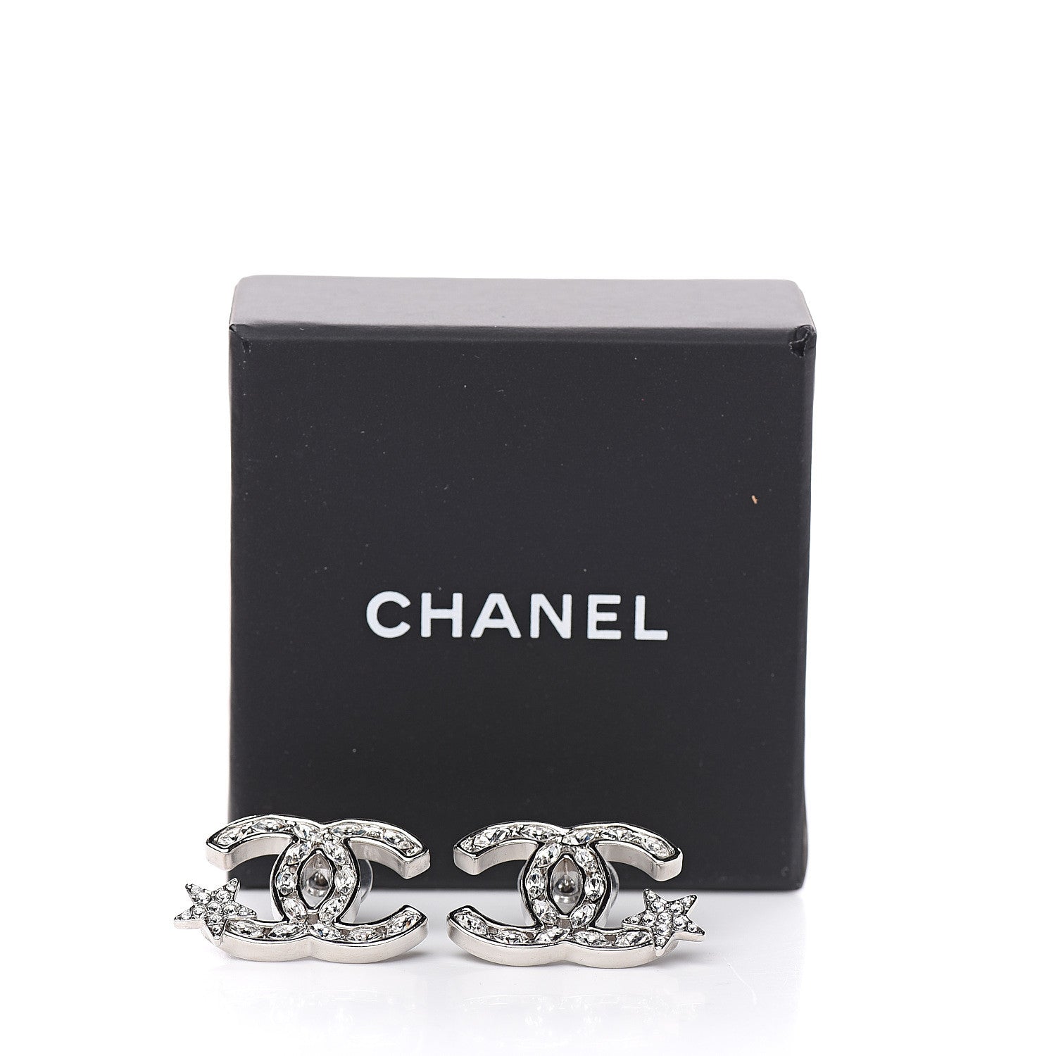 Chanel Crystal CC Starfall Earrings Silver 5 of 5