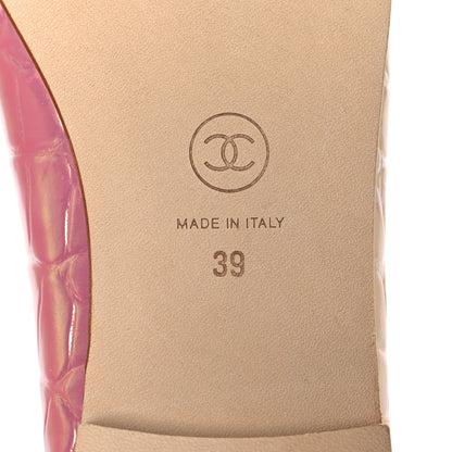 Chanel Iridescent Calfskin Crocodile Embossed Ballerina Flats 39 Pink 8 of 10