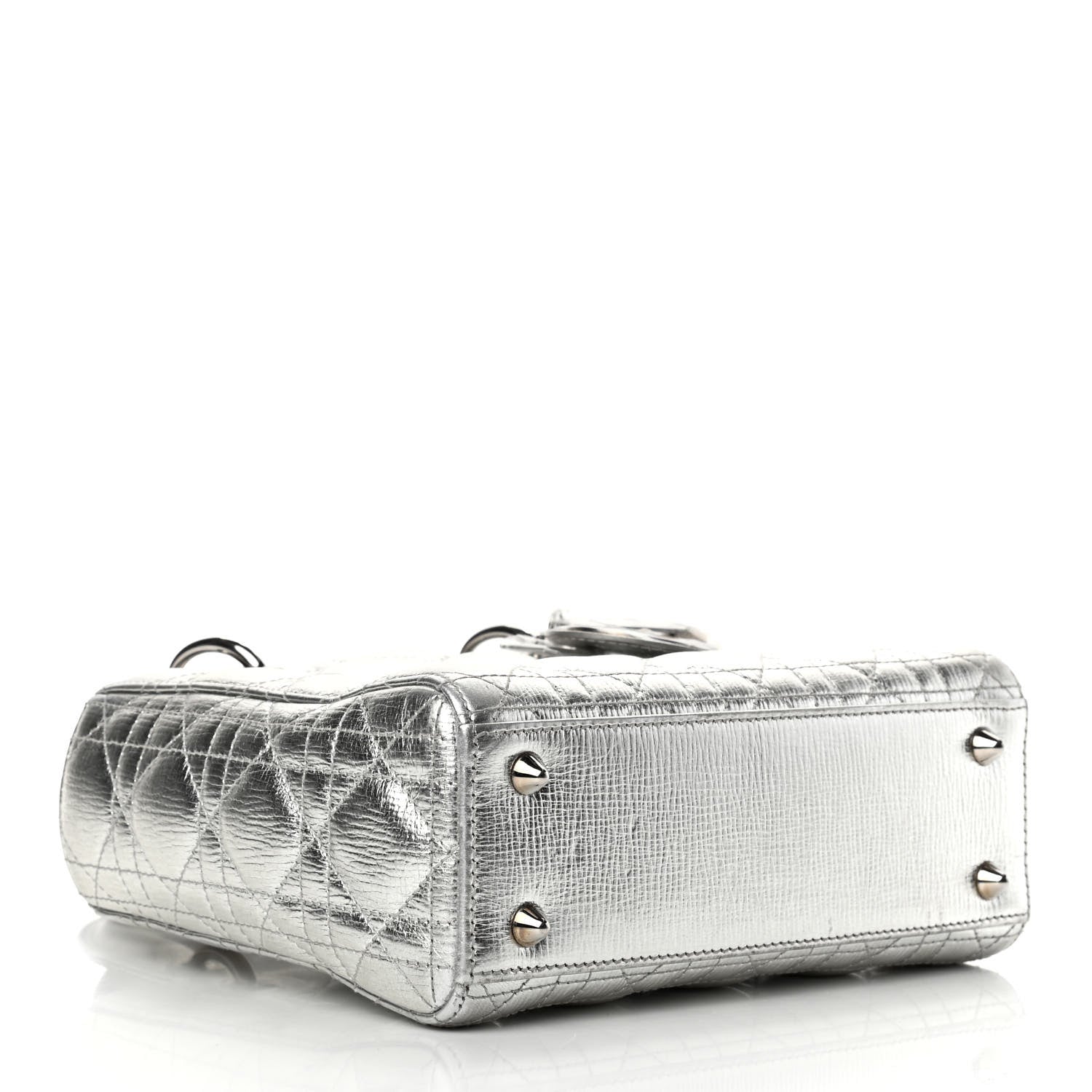 Christian Dior Metallic Grained Calfskin Cannage Small Lucky Badges My Lady Dior Silver 3 of 4