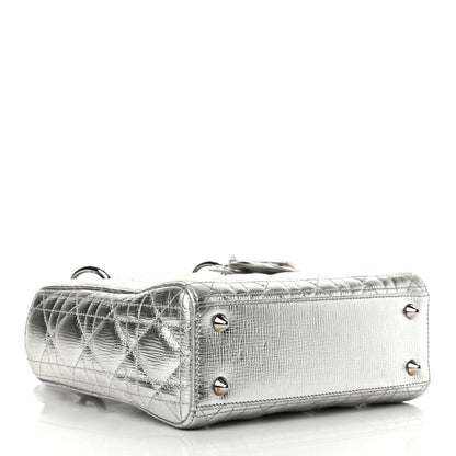 Christian Dior Metallic Grained Calfskin Cannage Small Lucky Badges My Lady Dior Silver 3 of 4