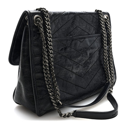 Saint Laurent Crinkled Calfskin Matelasse Monogram Medium Niki Chain Satchel Black 3 of 9