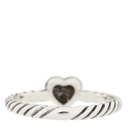 David Yurman Sterling Silver Diamond Cable Classics Heart Ring 49 5 2 of 3