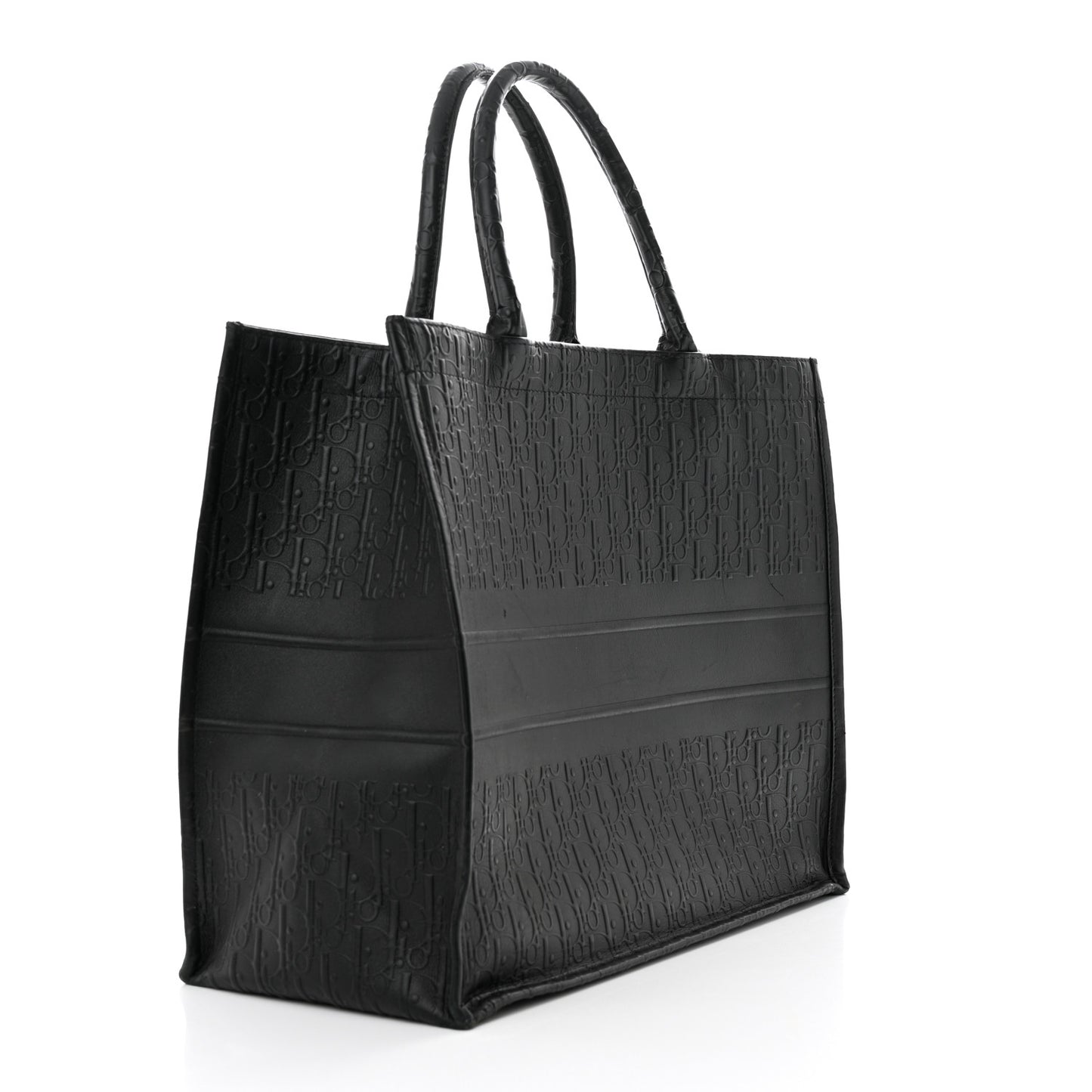Oblique Calfskin Embossed Large Book Tote Black