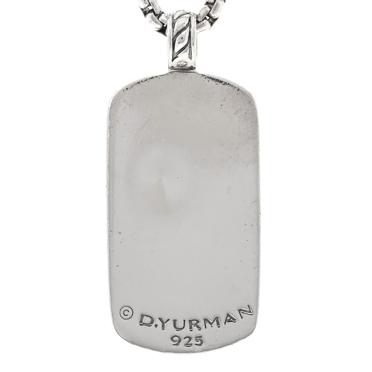 Sterling Silver Black Diamond Large Dog Tag Pendant Necklace