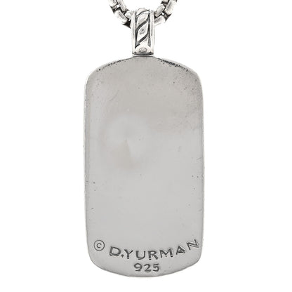David Yurman Sterling Silver Black Diamond Large Dog Tag Pendant Necklace 5 of 5