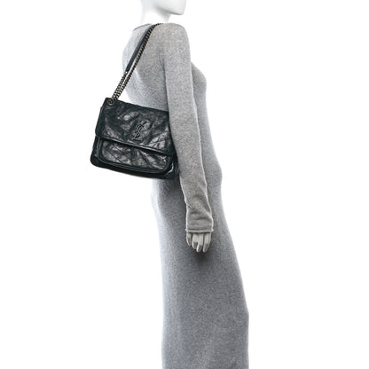 Saint Laurent Crinkled Calfskin Matelasse Monogram Medium Niki Chain Satchel Military Olive 2 of 10