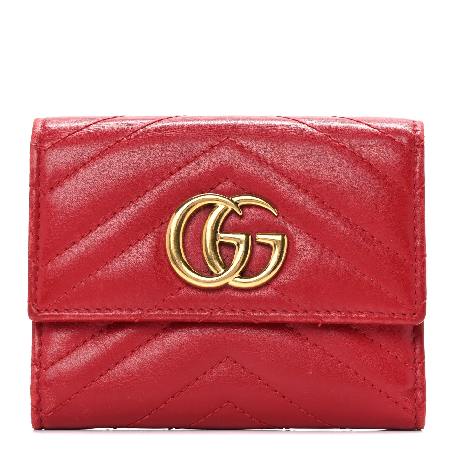 Calfskin Matelasse GG Marmont Wallet Hibiscus Red