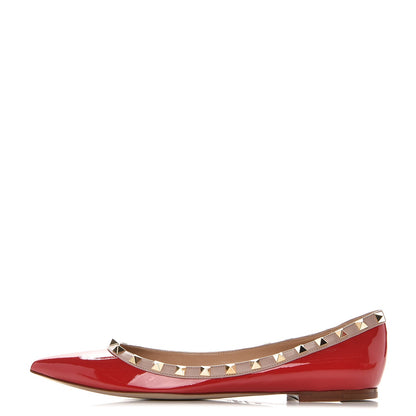 Valentino Garavani Patent Nappa Rockstud Ballerina Flats 39.5 Rosso Valentino Poudre 1 of 9