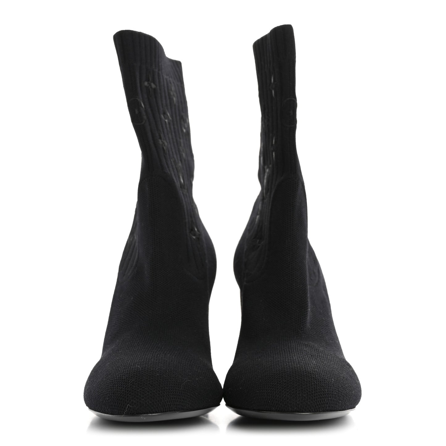 Monogram Stretch Fabric Silhouette Ankle Boots 40 Black