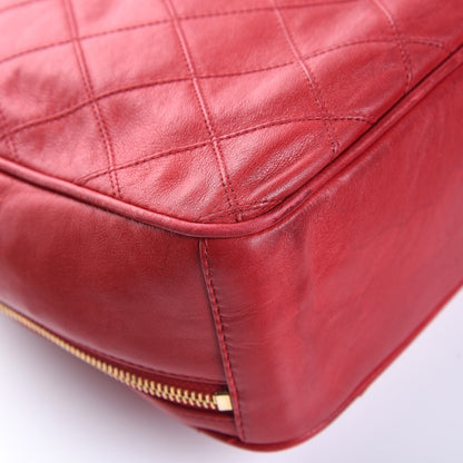 Chanel Lambskin Diamond Stitch Cosmetic Case Red 13 of 17