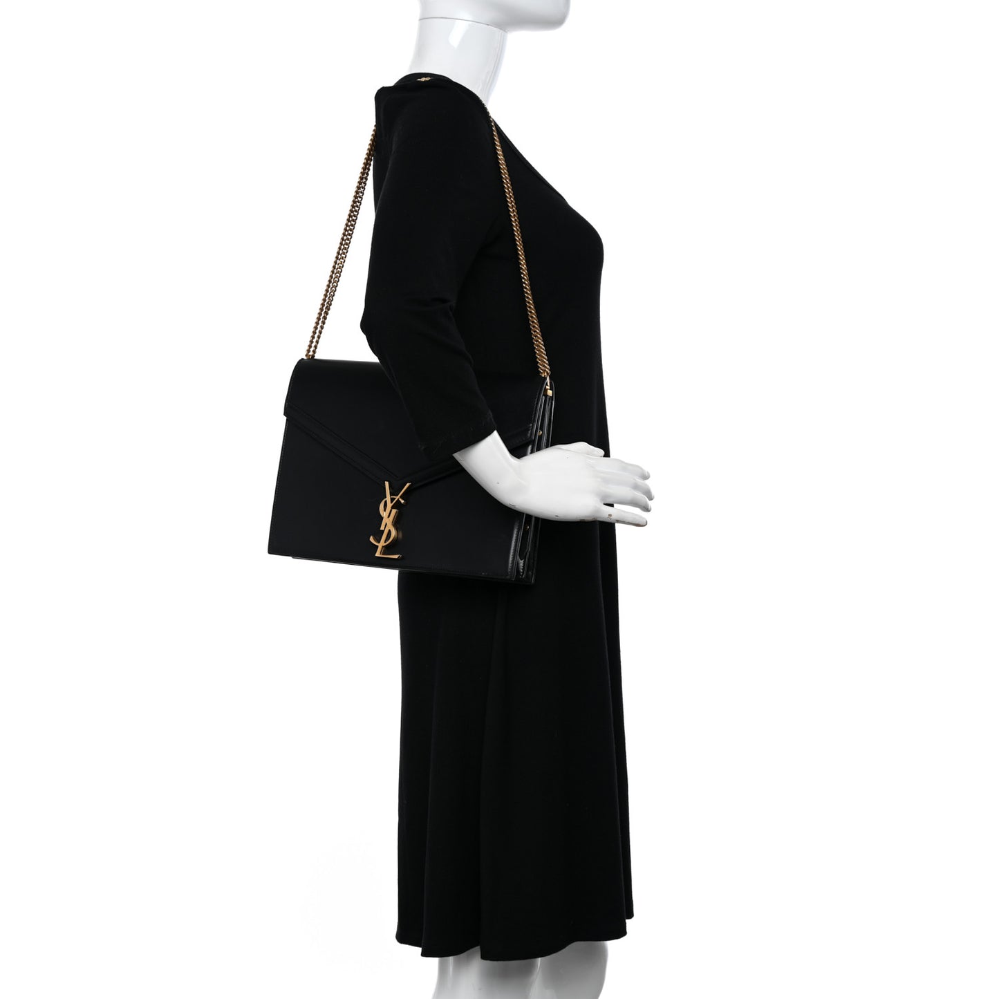 Smooth Calfskin Monogram Cassandra Clasp Bag Black Rouge Legion