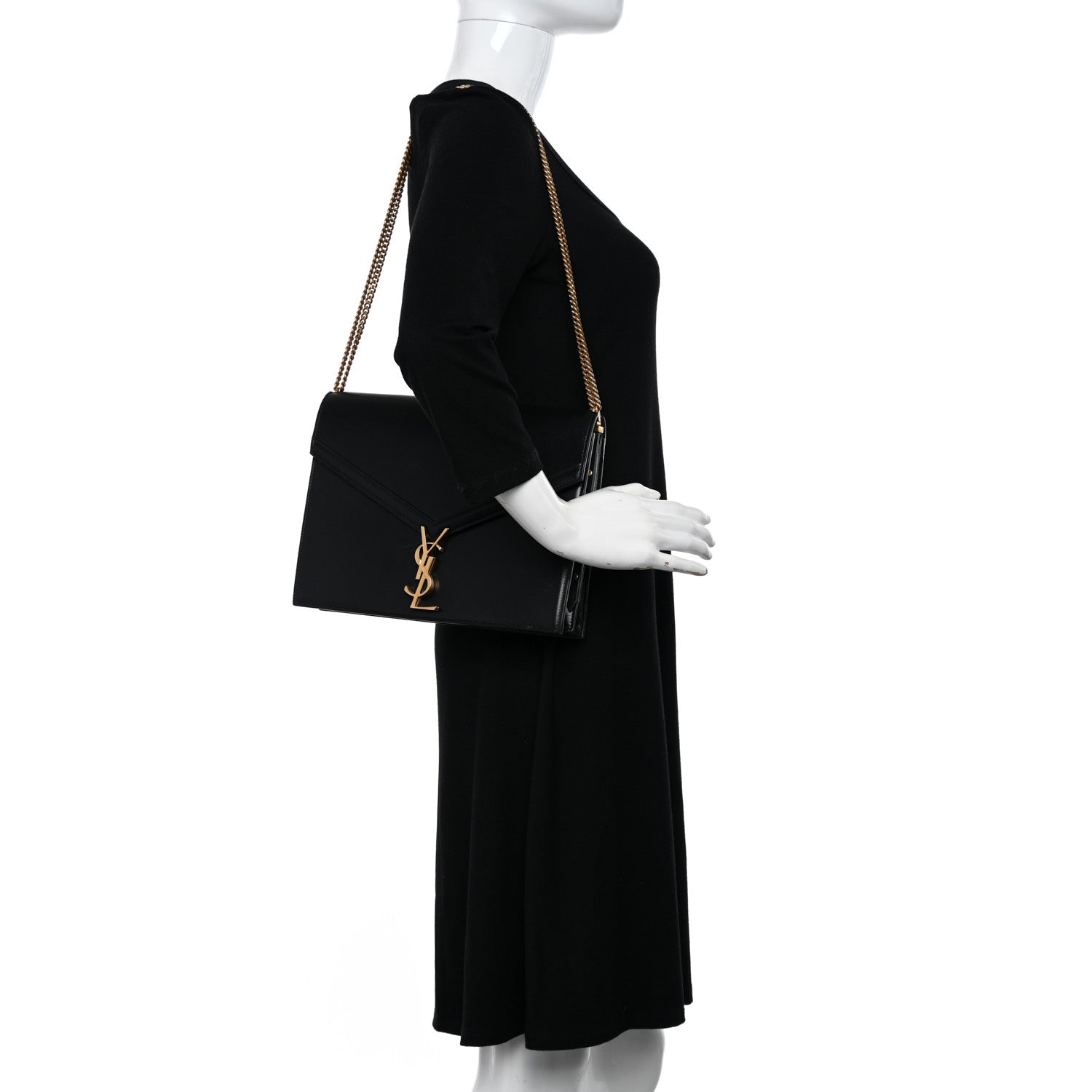 Saint Laurent Smooth Calfskin Monogram Cassandra Clasp Bag Black Rouge Legion 2 of 17
